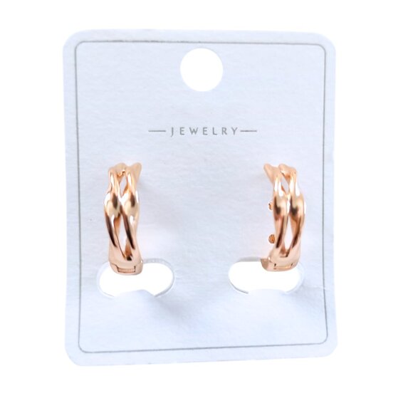 🟣✨Rose Gold Plated Twisted Hoop Earrings – Classic & Elegant - Picture 2 of 6